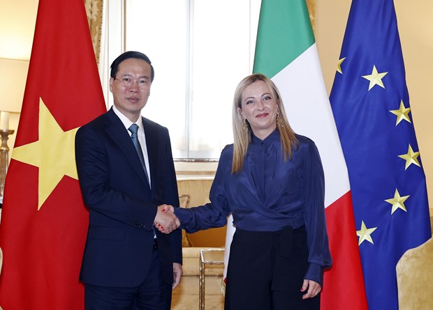 President Vo Van Thuong meets Italian Prime Minister in Rome hinh anh 2