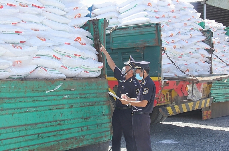An Giang Customs Officials inspect imported goods. Photo: T.H