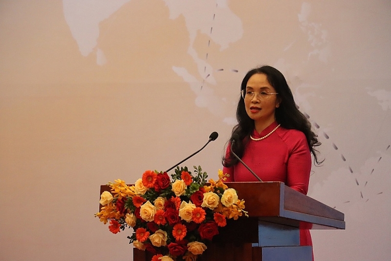 Editor-in-Chief of Customs Magazine Vu Thi Anh Hong: The Forum is a practical activity to look back at the overall picture of the work the customs has been implementing. Photo: Thai Binh