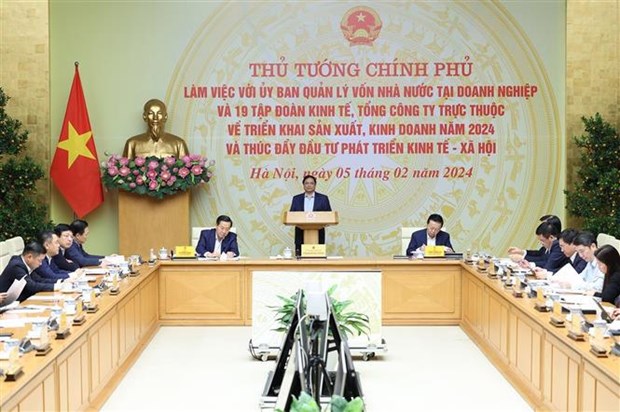 PM chairs conference on State-owned enterprises’ operation plans for 2024 hinh anh 1