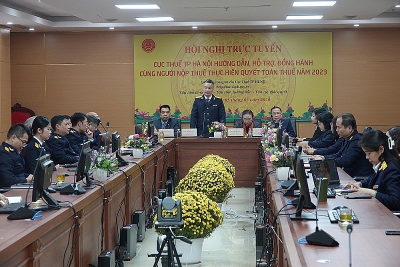Conference to support tax finalization in 2023 organized by Hanoi Tax Department on March 5