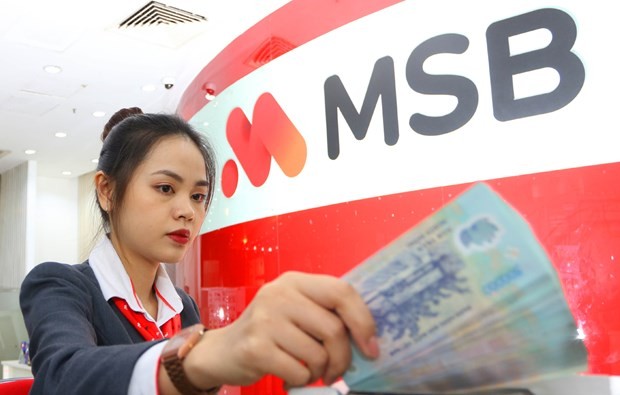 A MSB teller counts money at a transaction office. MSB this year will record an extraordinary income growth from bad debt recovery and capital pestment. (Photo: msb.com.vn)