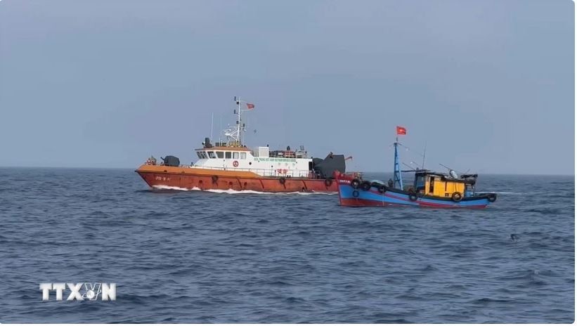 Authorities inspect operations of fishing vessels at sea (Photo: VNA)