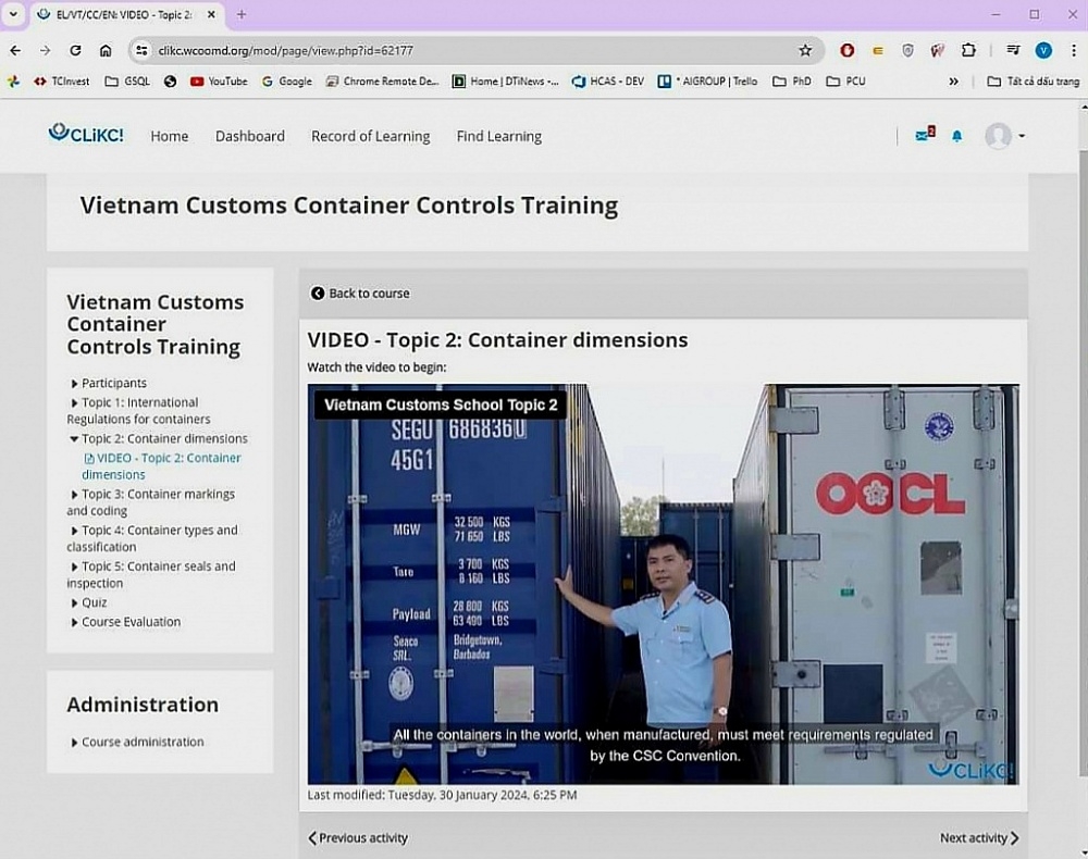 WCO updates e-textbook on containers and seals controls of Vietnam Customs