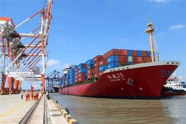 A ship docking at Tan Cang-Cai Mep Thi Vai port, Phu My town, Ba Ria - Vung Tau province. (Photo: VNA)