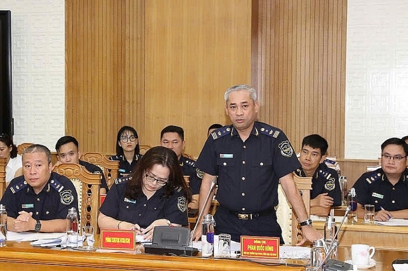 Department of Customs, speaks at the conference on coordination to exchange information between agencies specialized in fighting drug-related crimes at the central level in the second quarter of 2024. Photo: H.Nu: