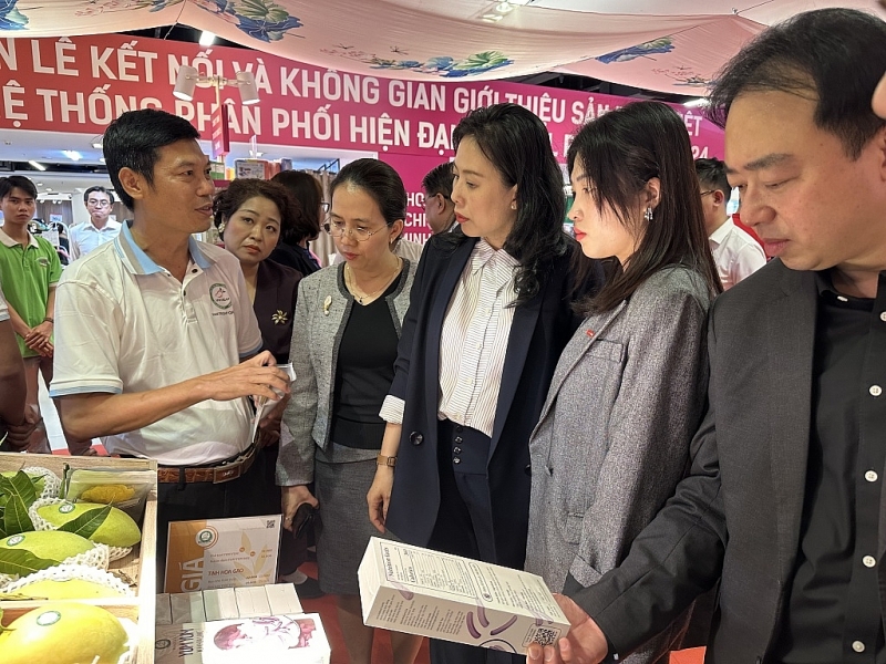 Mr. Tran Van Truong, Chairman of the Board of Directors of VANTR GAP Food Joint Stock Company, shared information on exports to the Japanese market. Photo: T.H