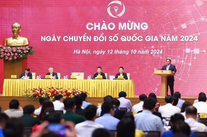 Prime Minister Pham Minh Chinh speaking at the event (Photo: VNA)