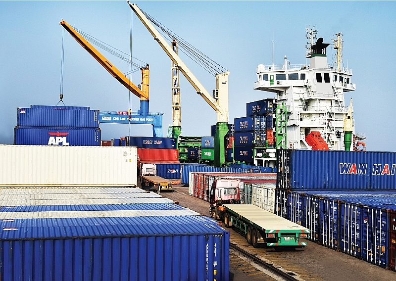 Import and export of goods at Chu Lai port. Photo: Hà Phương