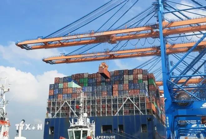 At Gemalink International Port in Ba Ria - Vung Tau province. The ADB has raised its 2024 and 2025 growth forecasts for Vietnam on the back of the country's stronger trade activities. (Photo: VNA)