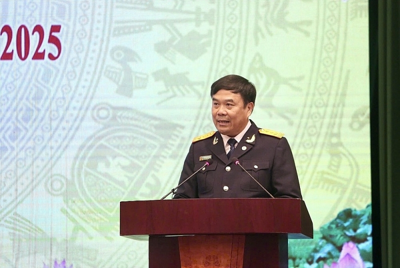 Director General of the General Department of Customs Nguyen Van Tho speaks at the Conference. Photo: KH