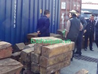 3 containers transporting precious wood