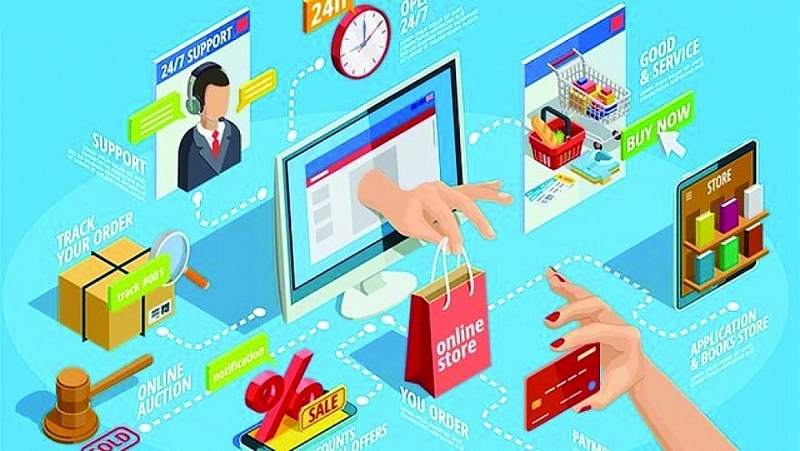 Business on an e-commerce platform is growing very fast. Illustration