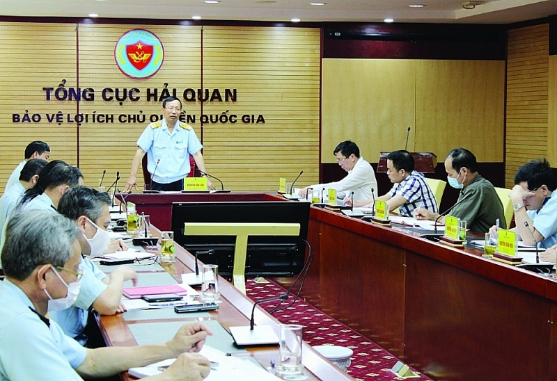 The Party Committee of the General Department of Customs at a meeting to deploy tasks in the last six months of 2021. Photo: Quang Hung