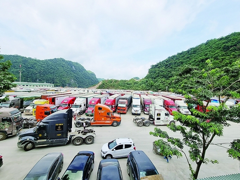 Export goods are gathered at the parking lot of Tan Thanh border gate area of Dong Dang Border-Gate Economic Zone(Lang Son). Photo: Nguyen Thanh