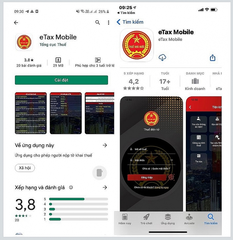 eTax Mobile V1.0 application on App store and CH play.