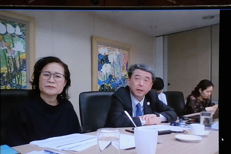 Mr. Funayama Tetsu, Co-Chairman of Vietnam Economic Forum Alliance (VBF) spoke at the meeting. Photo: Q.H