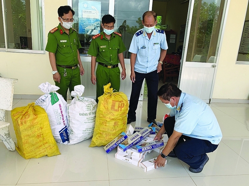 Contraband cigarettes seized by Dong Thap Customs.