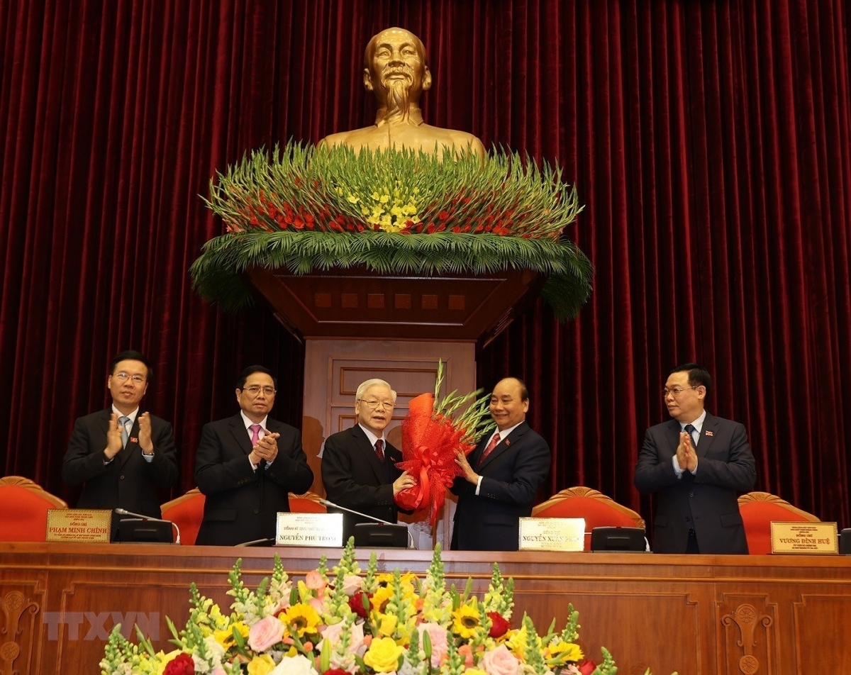  Nguyen Phu Trong is re-elected as General Secretary of the 13th Party Central Committee (Photo: VNA)