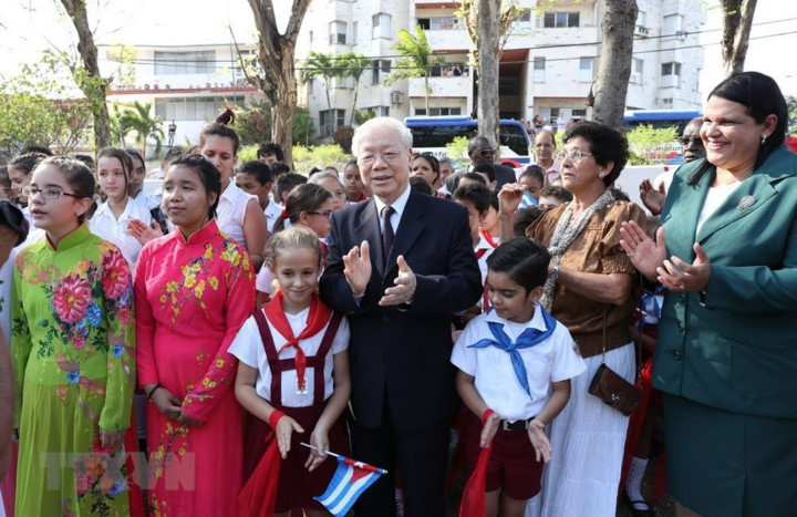 party leader trong begins state visit to cuba