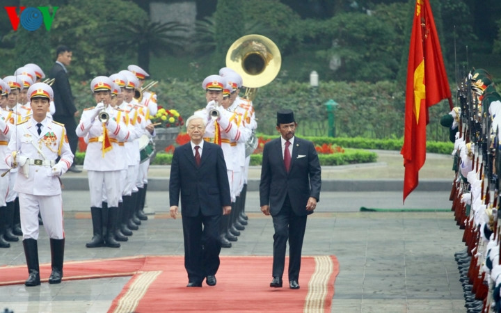 official welcoming ceremony for sultan of brunei in hanoi