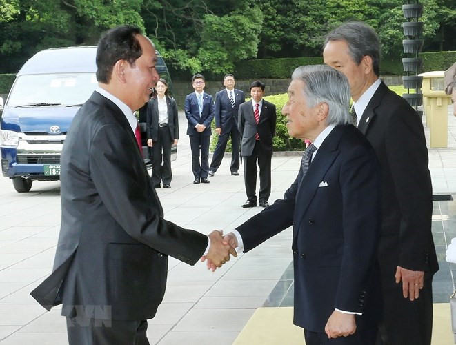 japanese emperor holds official welcoming ceremony for president quang