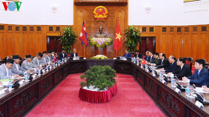 welcoming ceremony for nepali prime minister in hanoi