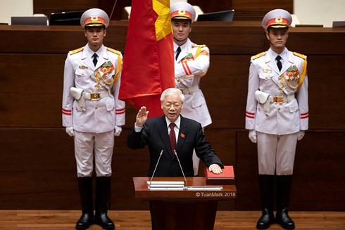 party leader nguyen phu trong voted in as state president