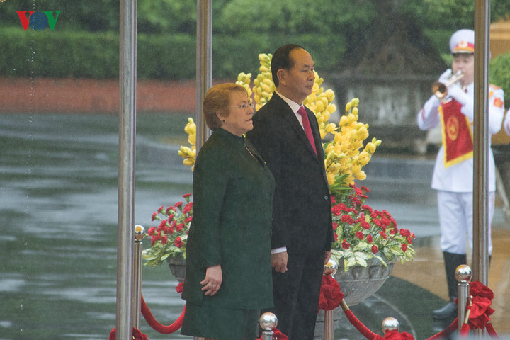 welcoming ceremony for chilean president in hanoi