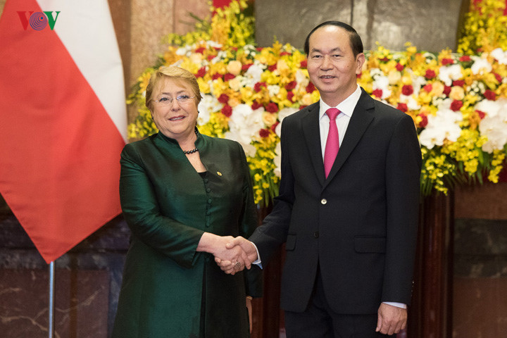 welcoming ceremony for chilean president in hanoi