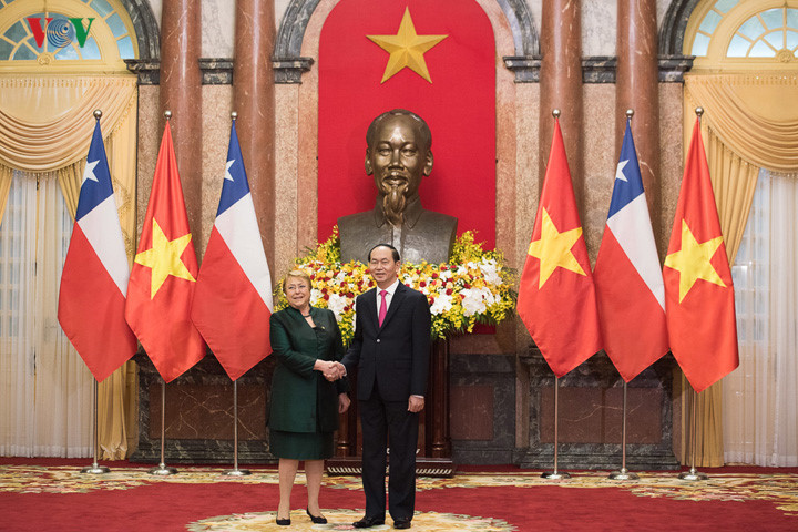 welcoming ceremony for chilean president in hanoi