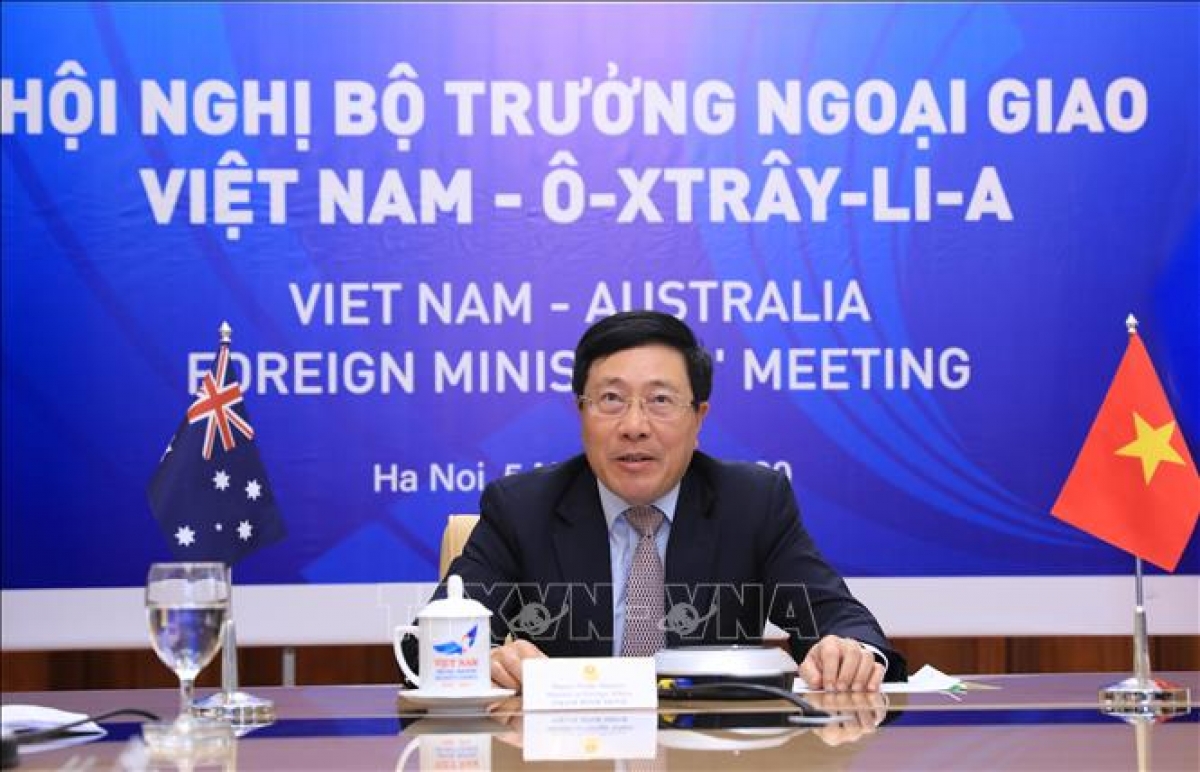 Vietnamese Deputy Prime Minister and Foreign Minister Pham Binh Minh speaks at the meeting. (VNA)