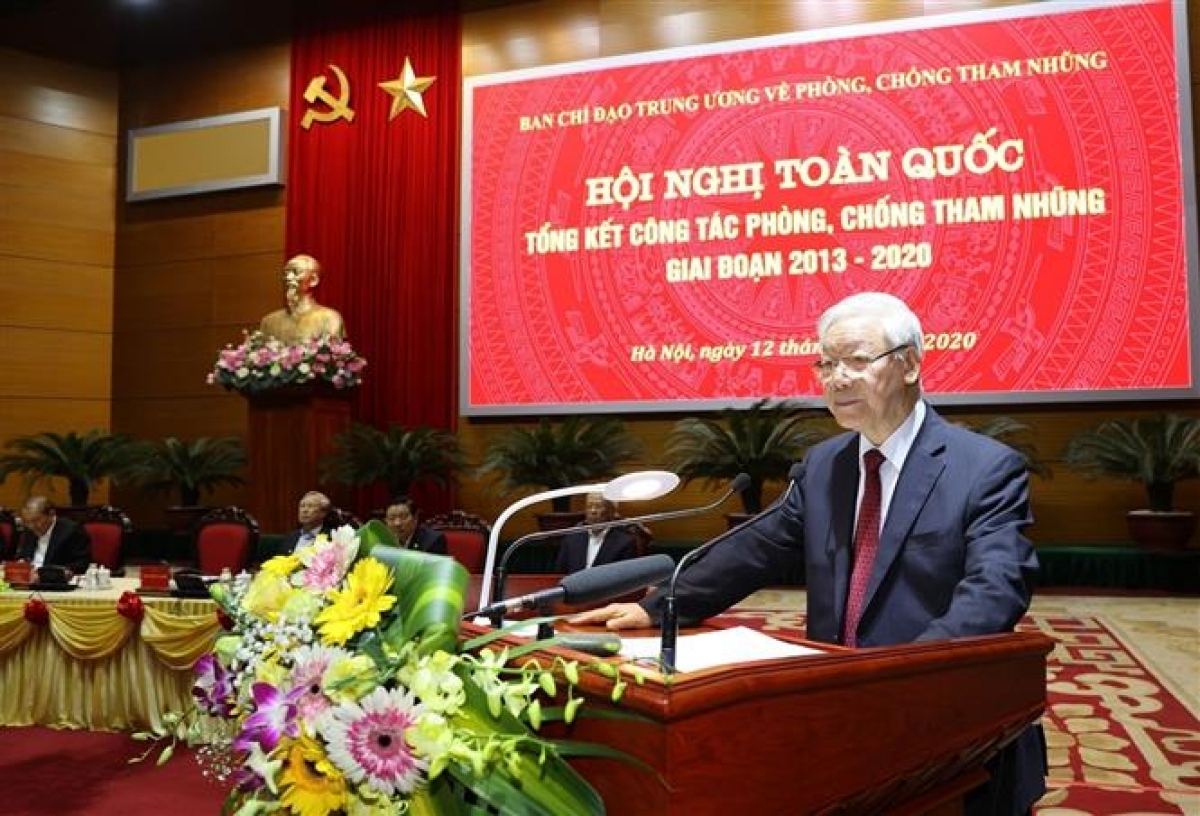 Party General Secretary and State President Nguyen Phu Trong asks for a great effort to root out corruption in Vietnam, at a national conference to review the anti-corruption work for 2013-2020.