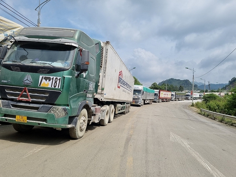 Agricultural products exported through Tan Thanh border gate. Photo: H.Nụ