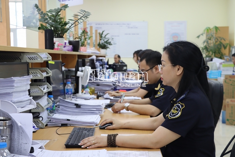 Professional activities at Dinh Vu Port Customs Branch (Hai Phong Customs Department). Photo: T.Bình.