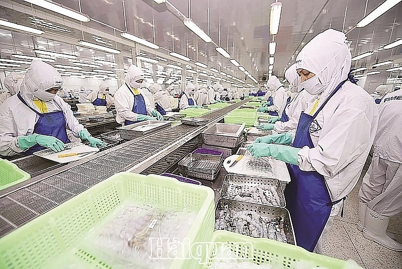 Processing seafood for export at Sao Ta Foods Joint Stock Company