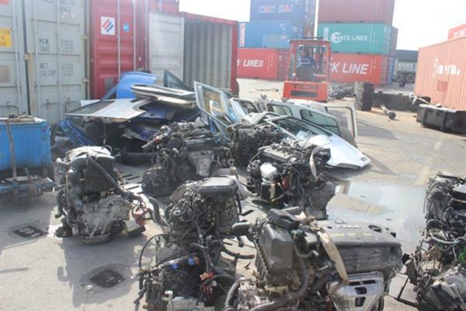dozens of banned automotive engines in transit shipments