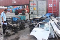 Dozens of banned automotive engines in transit shipments