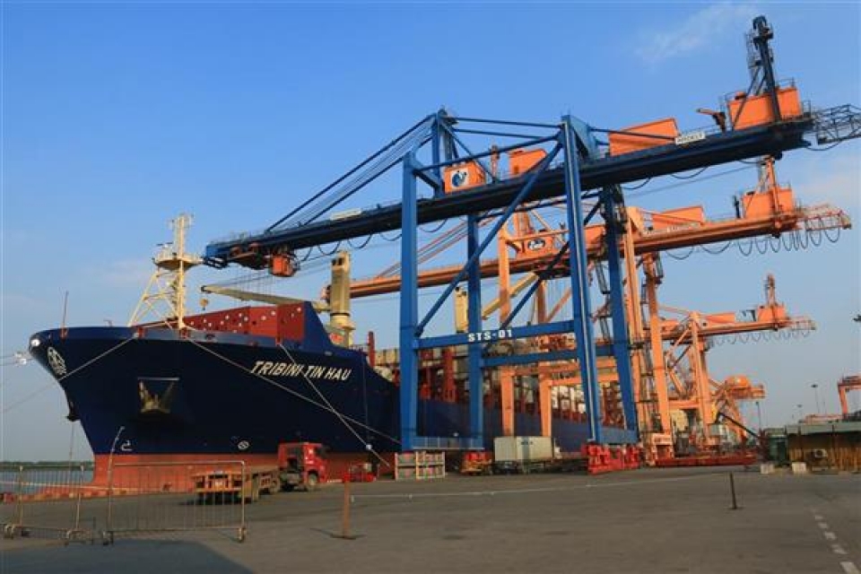 big ships docked in hai phong port